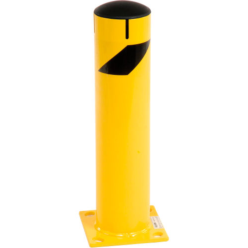 Global Industrial Steel Safety Bollard W/Chain Slots & Removable Cap, 5.5"D x 24"H (WB652898M)