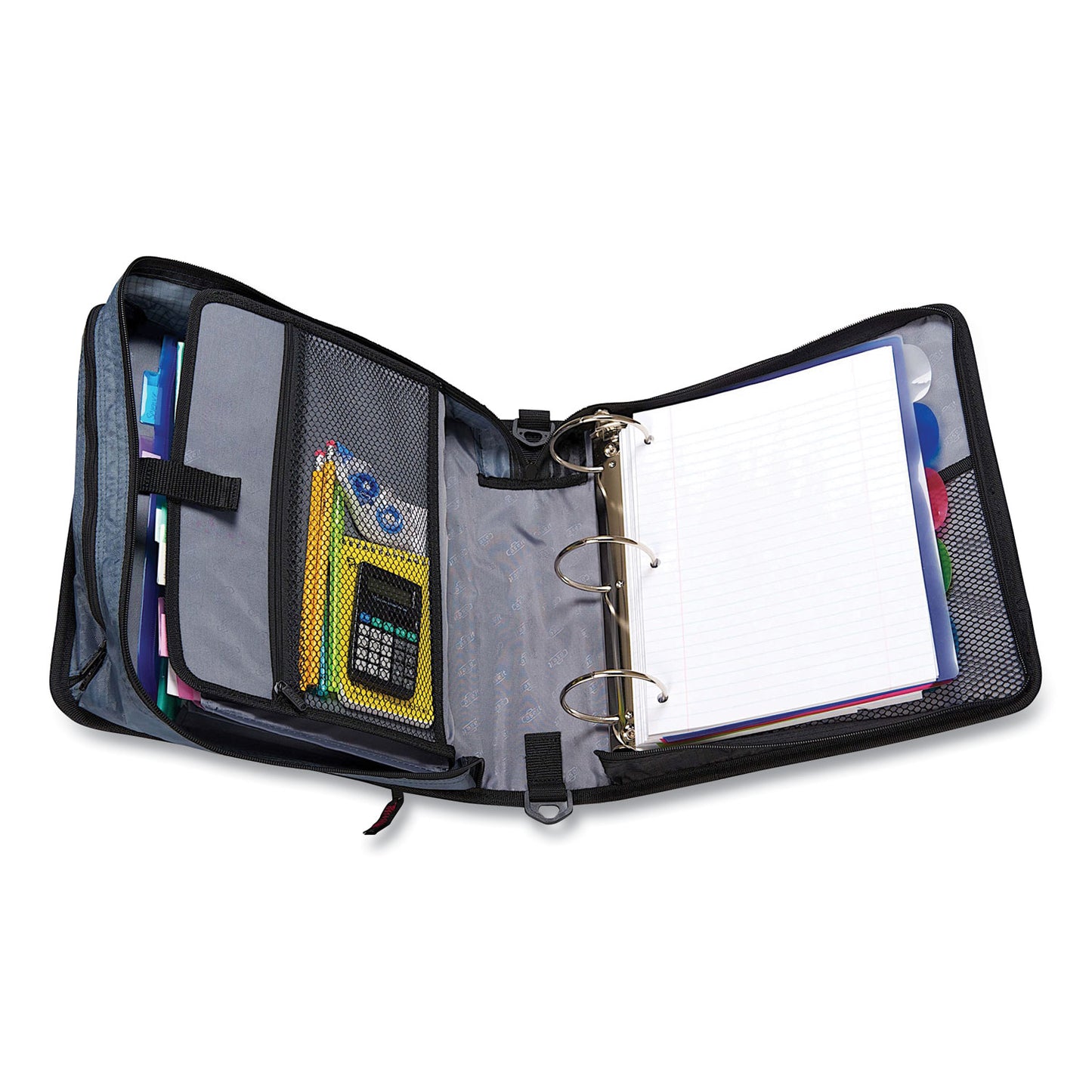 Case it™ Mighty Zip Tab Binder, 3 Rings, 3" Capacity, 11 x 8.5, Black (CAED146BLACK)