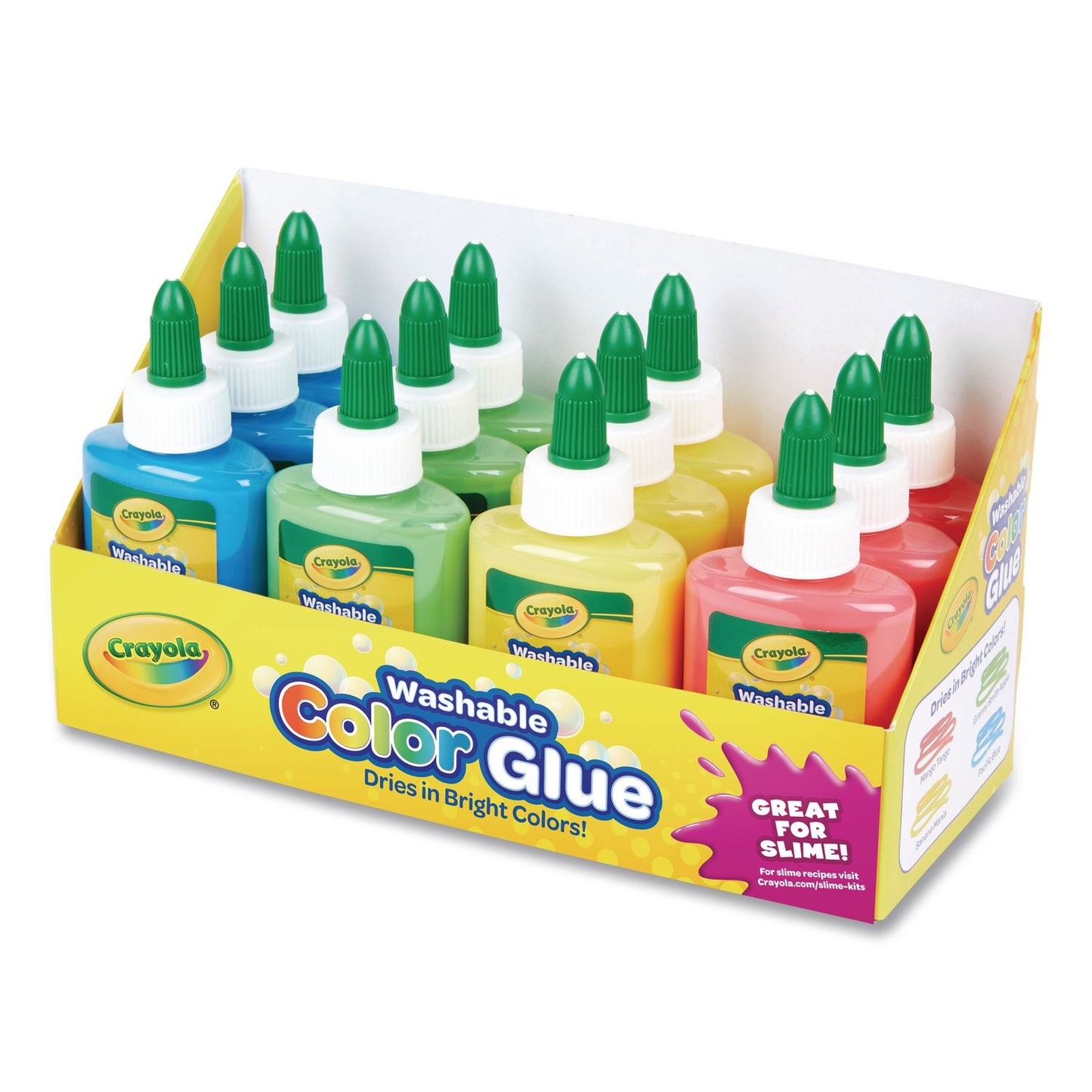 Crayola® Washable Assorted Color Glue, 3 oz, 12/Pack (CYO699100)