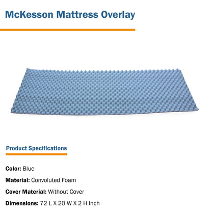 McKesson Mattress Overlay Pressure Redistribution Type 72 L X 20 W X 2 H Inch For Use with Bed Mattresses (929216_EA)
