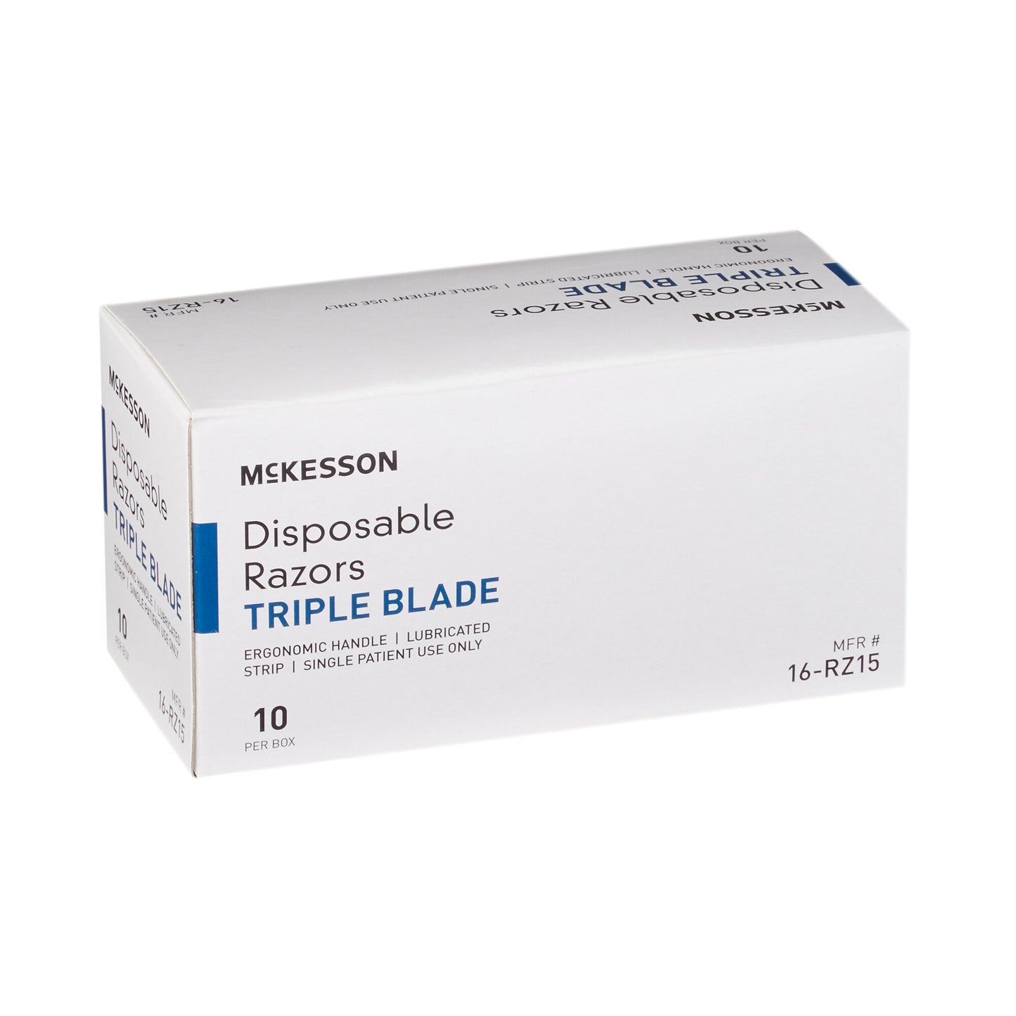 McKesson Personal Razor with Lubricating Strip Single Edge Triple Blade NonSterile Disposable (628717_BX)