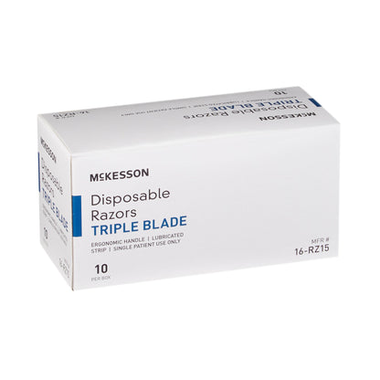 McKesson Personal Razor with Lubricating Strip Single Edge Triple Blade NonSterile Disposable (628717_BX)