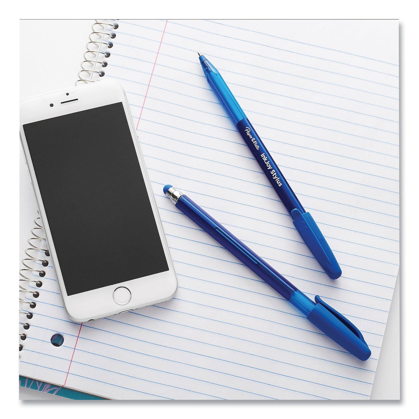 Paper Mate® InkJoy 100 Ballpoint Pen/Stylus, Stick, Medium 1 mm, Blue Ink, Blue Barrel, 12/Pack (PAP1924320DZ)