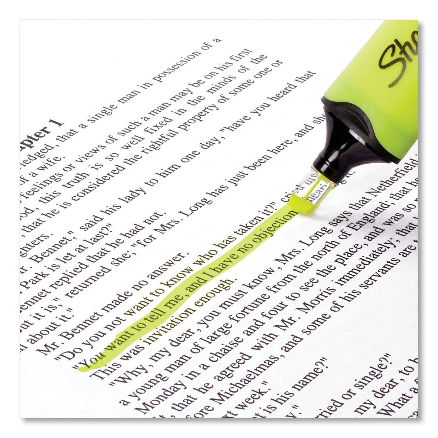Sharpie® Clearview Tank-Style Highlighter, Yellow Ink, Chisel Tip, Yellow/Black/Clear Barrel, 3/Pack (SAN1904613)