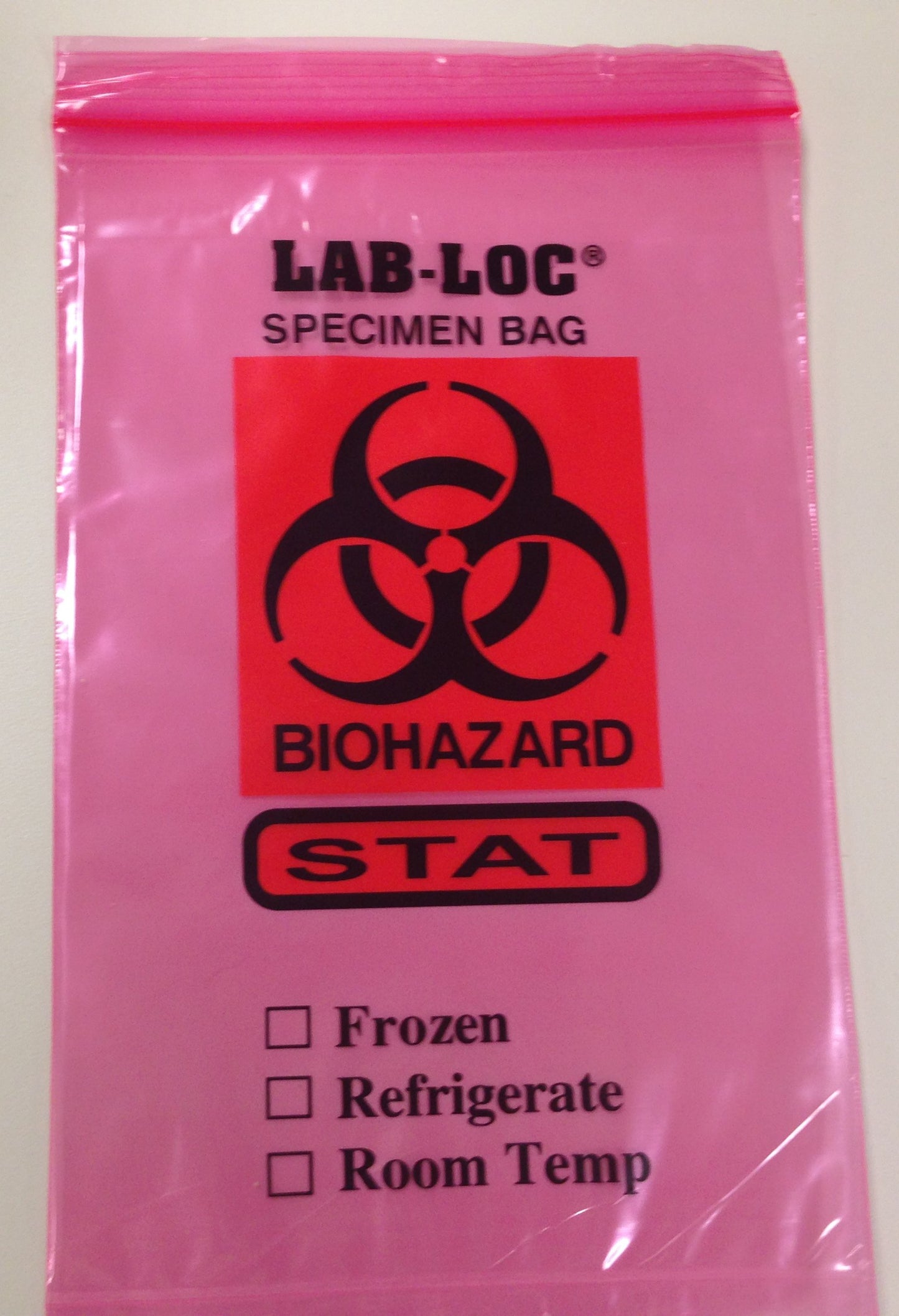 Seal-N-Rip® Specimen Transport Bag with Document Pouch 6 X 9 Inch Zip Closure STAT / Biohazard Symbol / Storage Instructions NonSterile (887512_EA)