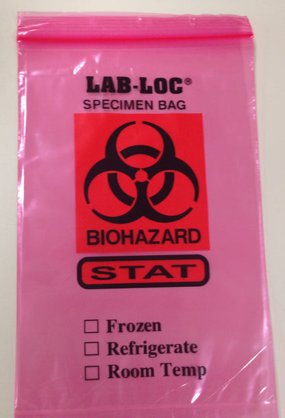 Seal-N-Rip® Specimen Transport Bag with Document Pouch 6 X 9 Inch Zip Closure STAT / Biohazard Symbol / Storage Instructions NonSterile (887512_EA)