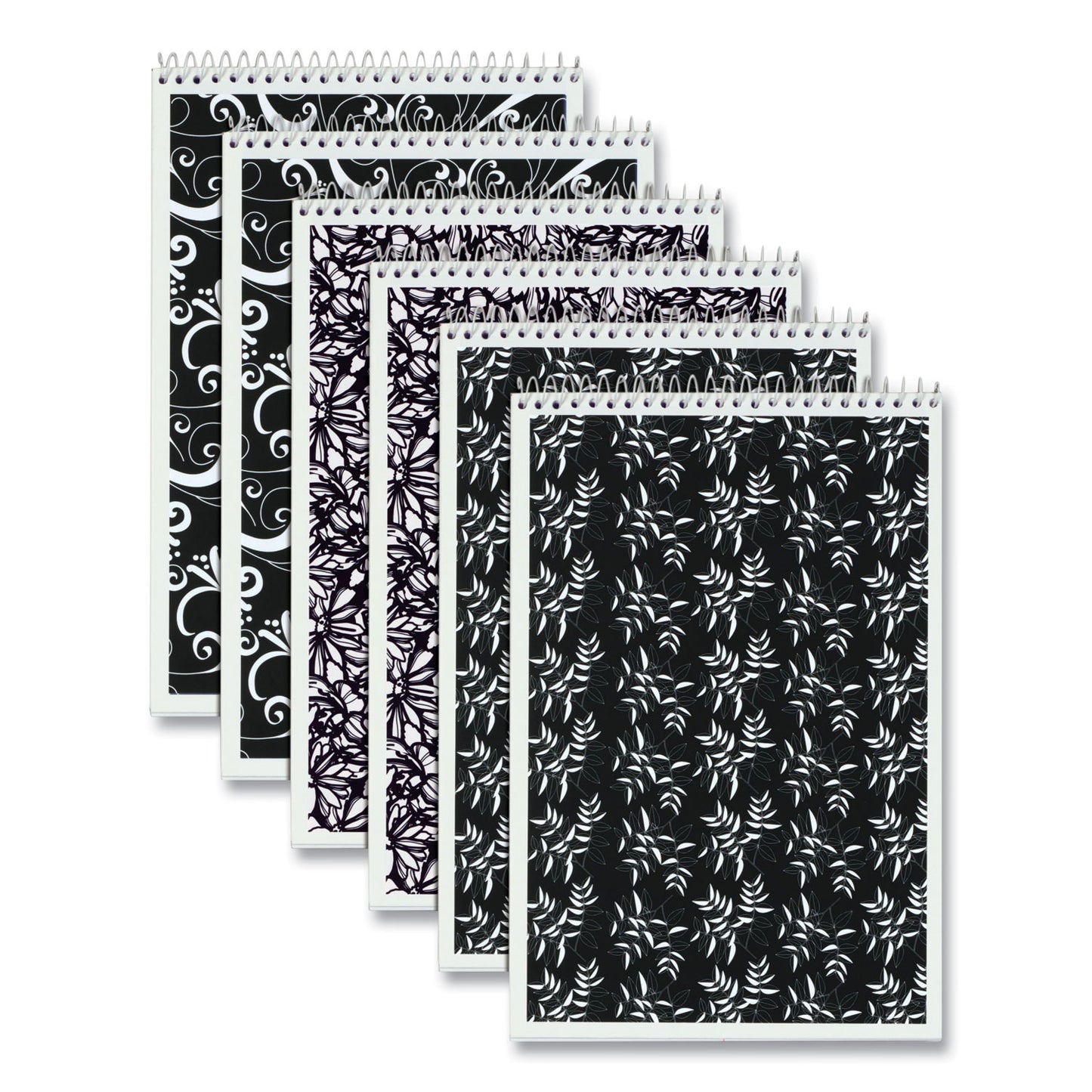 TOPS™ Fashion Steno Pad, Assorted Abstract Floral Headband Designs, Gregg Rule, (80) White 6 x 9 Sheets, 6/Pack (TOP80230)