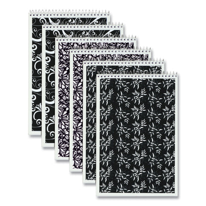 TOPS™ Fashion Steno Pad, Assorted Abstract Floral Headband Designs, Gregg Rule, (80) White 6 x 9 Sheets, 6/Pack (TOP80230)