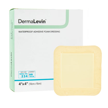 DermaLevin® Foam Dressing 4 X 4 Inch With Border Waterproof Backing Hydrocolloid Adhesive Square Sterile (896849_EA)