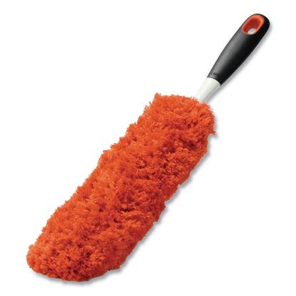OXO Good Grips Microfiber Duster, 4" x 12" Orange Duster Head, 6" Black Handle (OXO1335180)