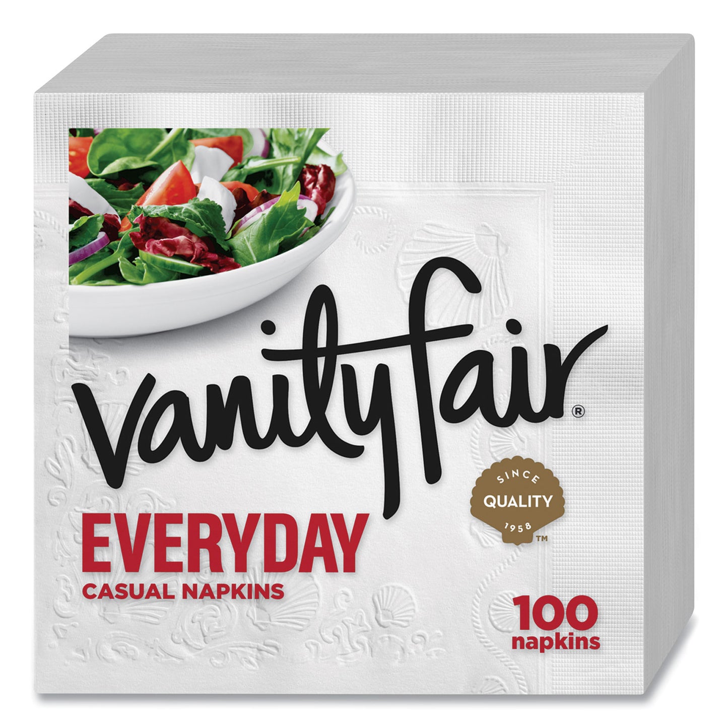 Vanity Fair® Everyday Casual Napkins, 2-Ply, White, 100/Pack (VTF35501)