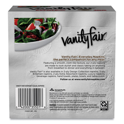 Vanity Fair® Everyday Casual Napkins, 2-Ply, White, 100/Pack (VTF35501)