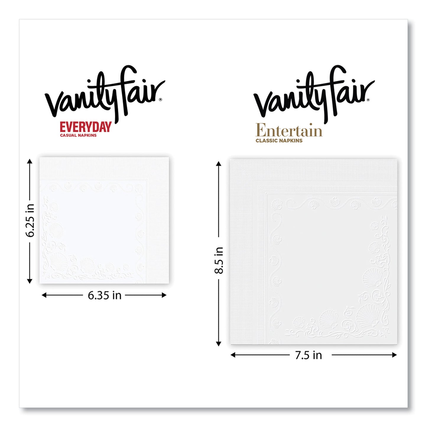 Vanity Fair® Everyday Casual Napkins, 2-Ply, White, 100/Pack (VTF35501)