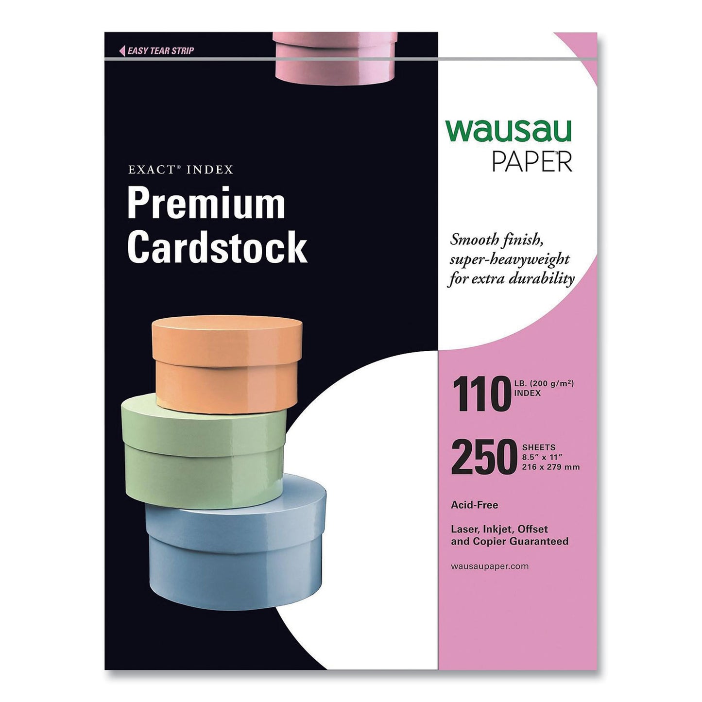 Neenah Paper Exact Index Card Stock, 94 Bright, 110 lb Index Weight, 8.5 x 11, White, 250/Pack (WAU4050848508)