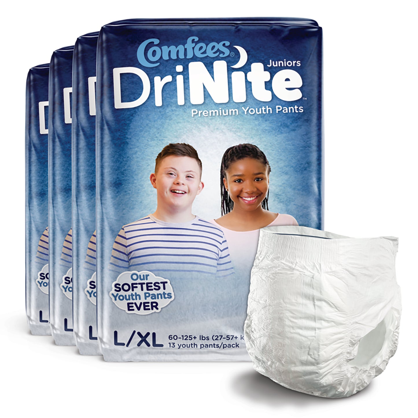 Comfees® DriNite® Juniors Unisex Youth Absorbent Underwear Pull On with Tear Away Seams Large / X-Large Disposable Heavy Absorbency (1150966_CS)