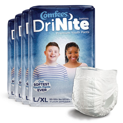 Comfees® DriNite® Juniors Unisex Youth Absorbent Underwear Pull On with Tear Away Seams Large / X-Large Disposable Heavy Absorbency (1150966_CS)