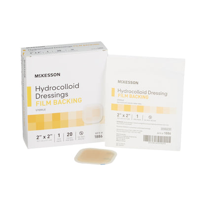 McKesson Hydrocolloid Dressing Waterproof Film Backing 2 X 2 Inch Square Hydrocolloid / Film (882991_EA)