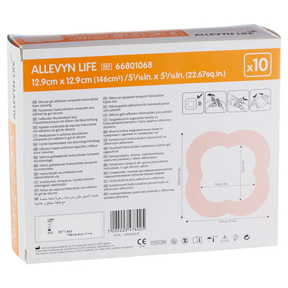 Allevyn Life Foam Dressing 5--1/16 X 5-1/16 Inch With Border Film Backing Silicone Gel Adhesive Quadrilobe Sterile (834485_BX)