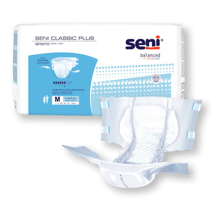 Seni® Classic Plus Unisex Adult Incontinence Brief Medium Disposable Moderate Absorbency (1163847_PK)
