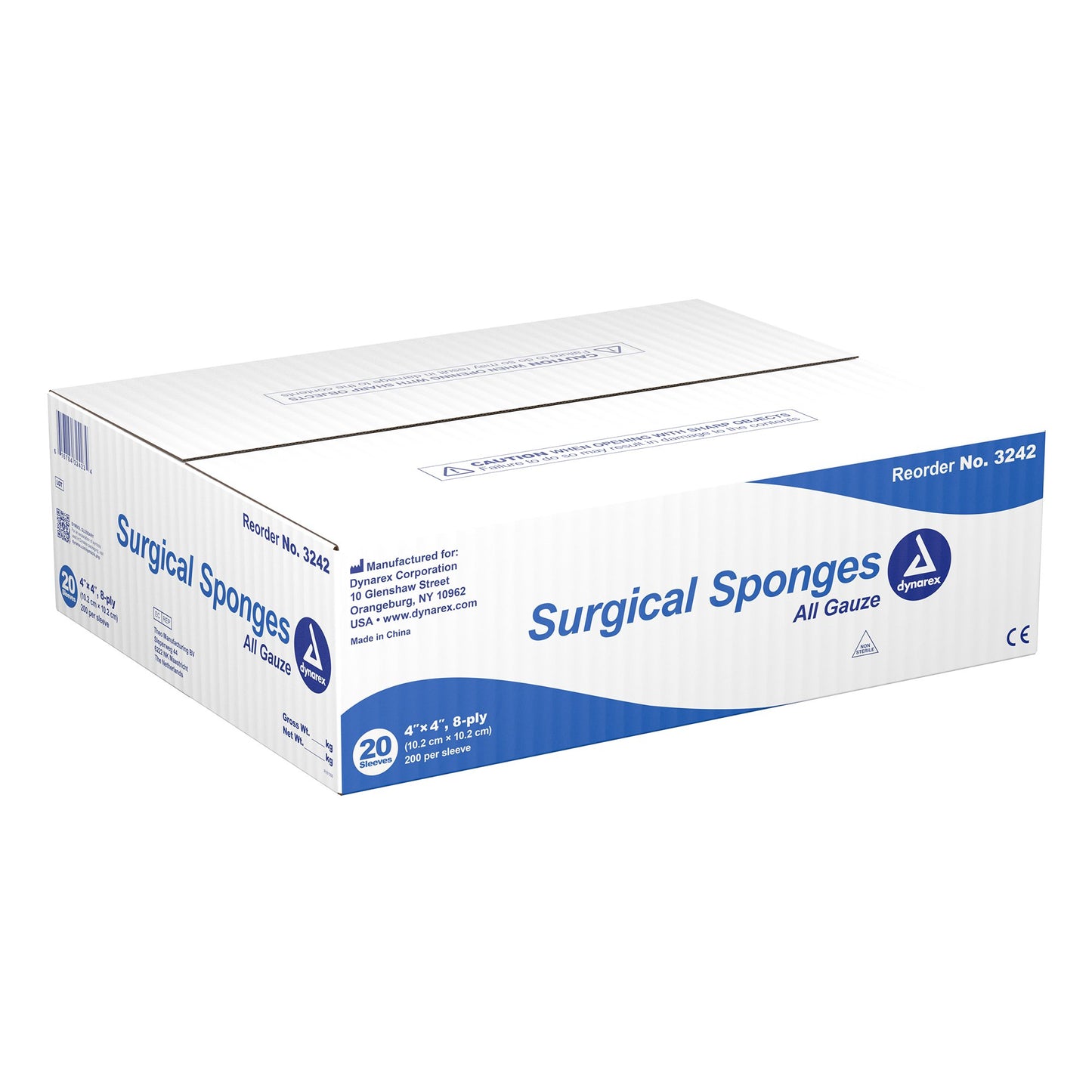 Dynarex® Gauze Sponge 4 X 4 Inch 8-Ply NonSterile 200 per Pack (575161_CS)