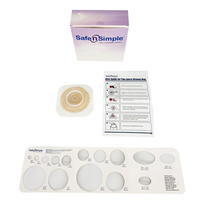 Safe N Simple Ostomy Barrier Trim to Fit, Standard Wear Flexible Tape 45 mm Flange Up to 1-1/4 Inch Opening 4-1/2 X 4-1/2 Inch (1243977_BX)
