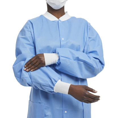 O&M Halyard Inc Lab Jacket Blue Large Hip Length 3-Layer SMS Disposable (203636_CS)