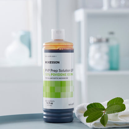 McKesson Skin Prep Solution 16 oz. Flip-Top Bottle 10% Strength Povidone-Iodine NonSterile (911740_CS)