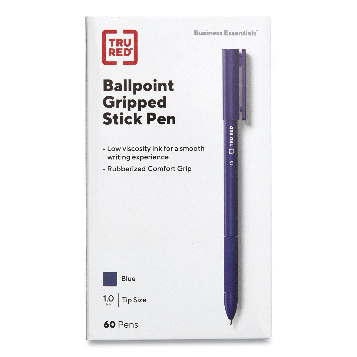 tru-red-gripped-ballpoint-pen-stick-medium-1-mm-blue-ink-blue-barrel-60-pack-tud24328146_1