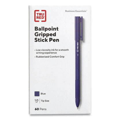 tru-red-gripped-ballpoint-pen-stick-medium-1-mm-blue-ink-blue-barrel-60-pack-tud24328146_1
