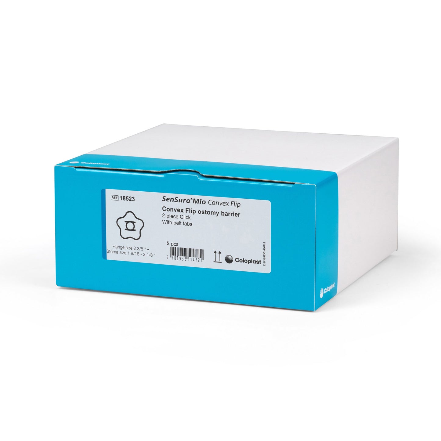 SenSura® Mio Convex Flip Ostomy Barrier Precut, Extended Wear Elastic Adhesive 60 mm Flange Blue Code System 1-9/16 Inch Opening (1124346_BX)