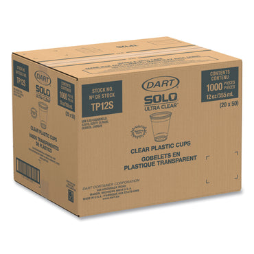SOLO® Ultra Clear Cups, 12 oz, Plastic, 50 Cups/Bag, 20 Bags/Carton (DCCTP12S)