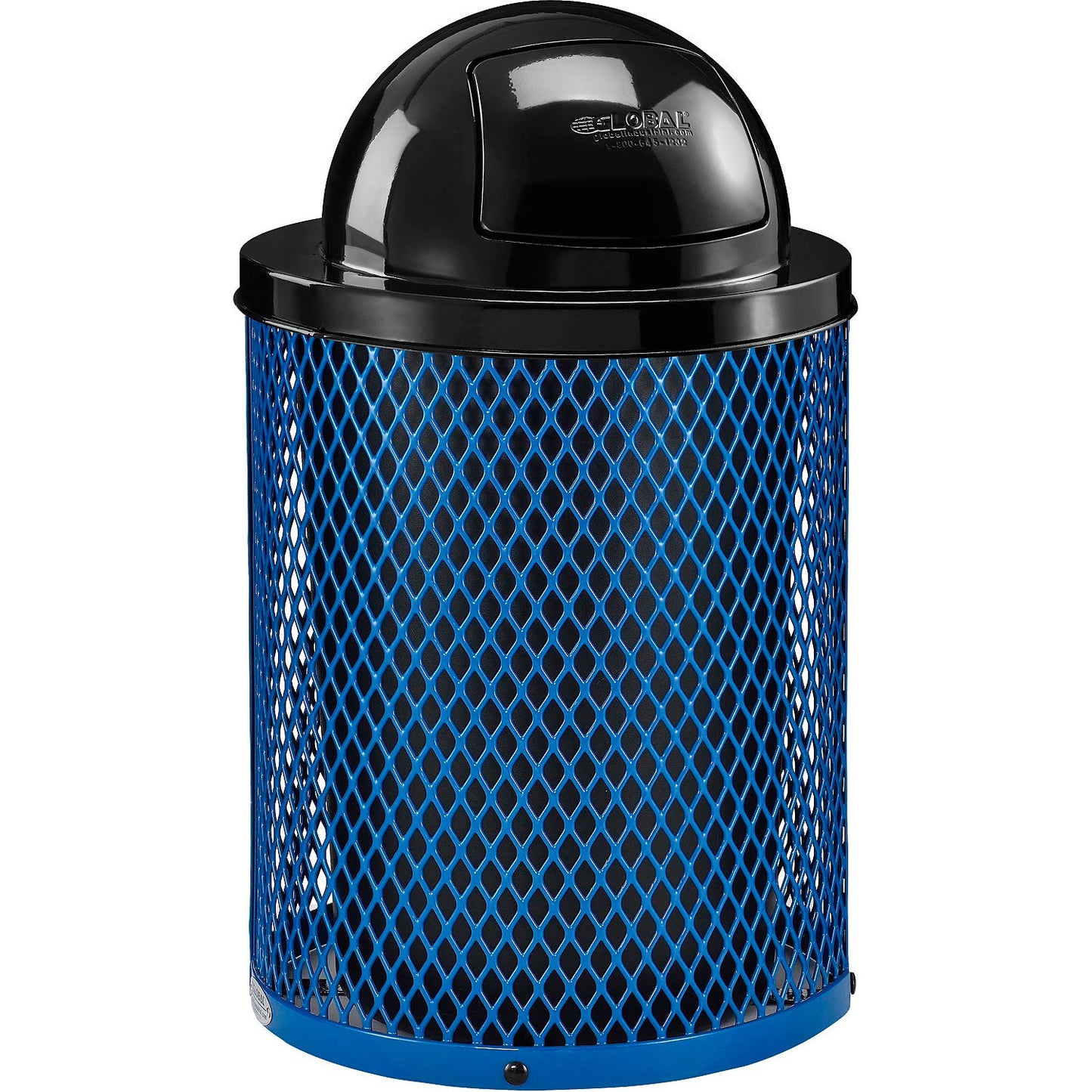 Global Industrial Outdoor Steel Diamond Trash Can With Dome Lid, 36 Gallon, Blue (WB261948BL)