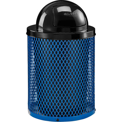 Global Industrial Outdoor Steel Diamond Trash Can With Dome Lid, 36 Gallon, Blue (WB261948BL)