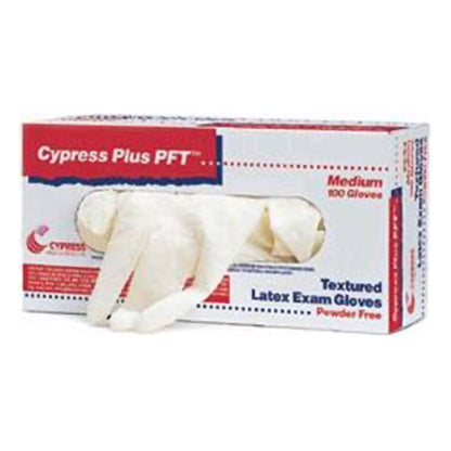 Cypress Plus® PFT Exam Glove Large NonSterile Latex Standard Cuff Length Fully Textured Ivory Not Rated (367583_BX)