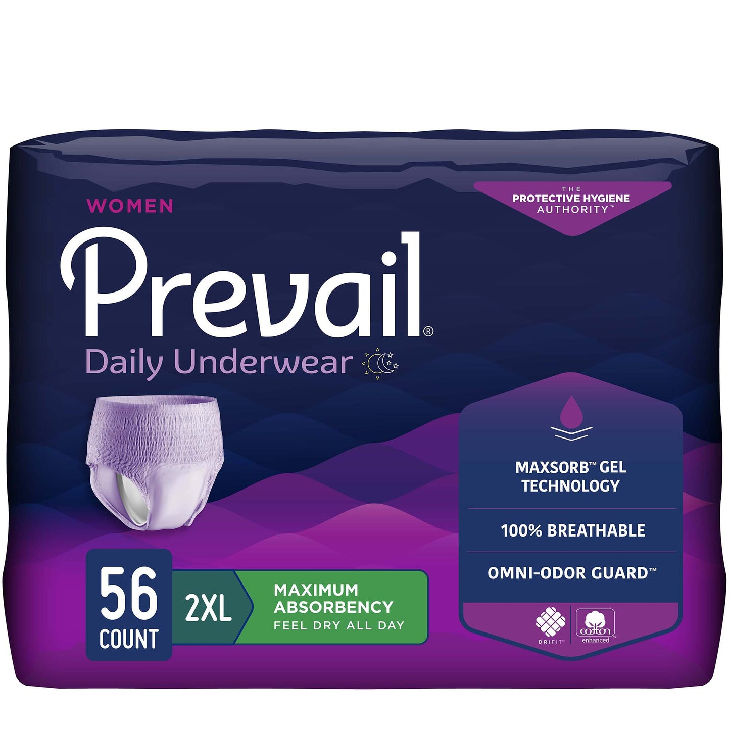 Prevail® Daily Underwear Female Adult Absorbent Underwear Pull On with Tear Away Seams 2X-Large Disposable Heavy Absorbency (1126187_BG)