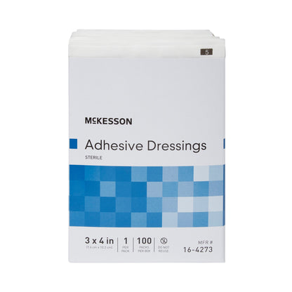 McKesson Non-Adherent Dressing with Adhesive 3 X 4 Inch Sterile 1 per Pack (1086175_BX)