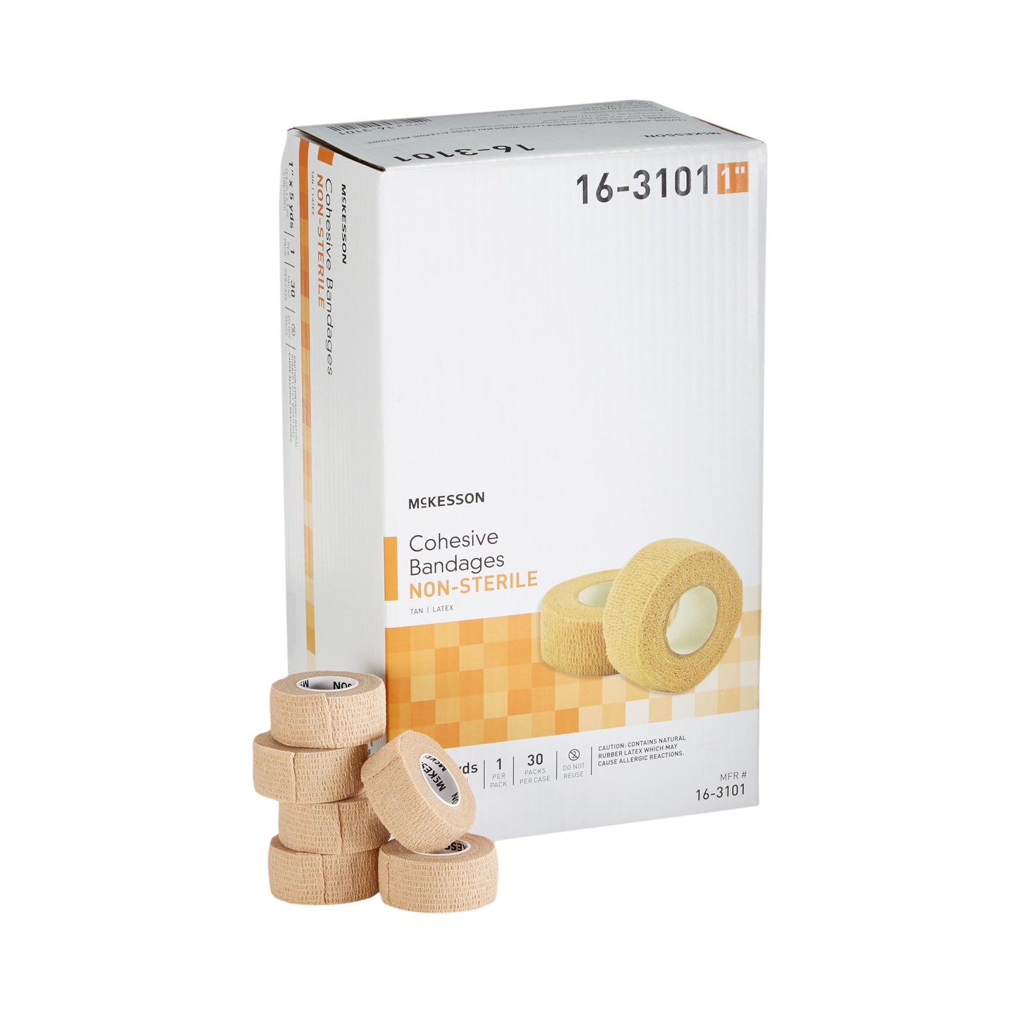 McKesson Cohesive Bandage 1 Inch X 5 Yard Self-adherent Closure Tan NonSterile Standard Compression (464151_PK)