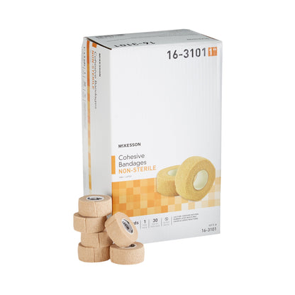 McKesson Cohesive Bandage 1 Inch X 5 Yard Self-adherent Closure Tan NonSterile Standard Compression (464151_PK)
