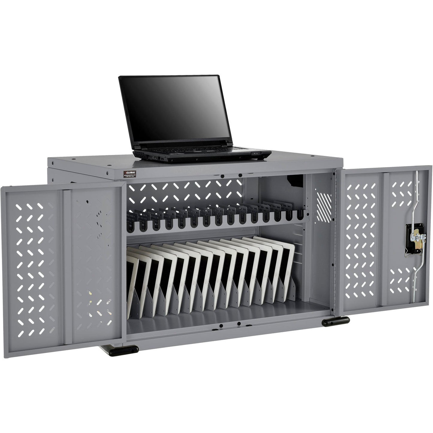 Global Industrial 16-Device Charging Cabinet For Chromebooks & Tablets, Gray, Unassembled (WB670051)