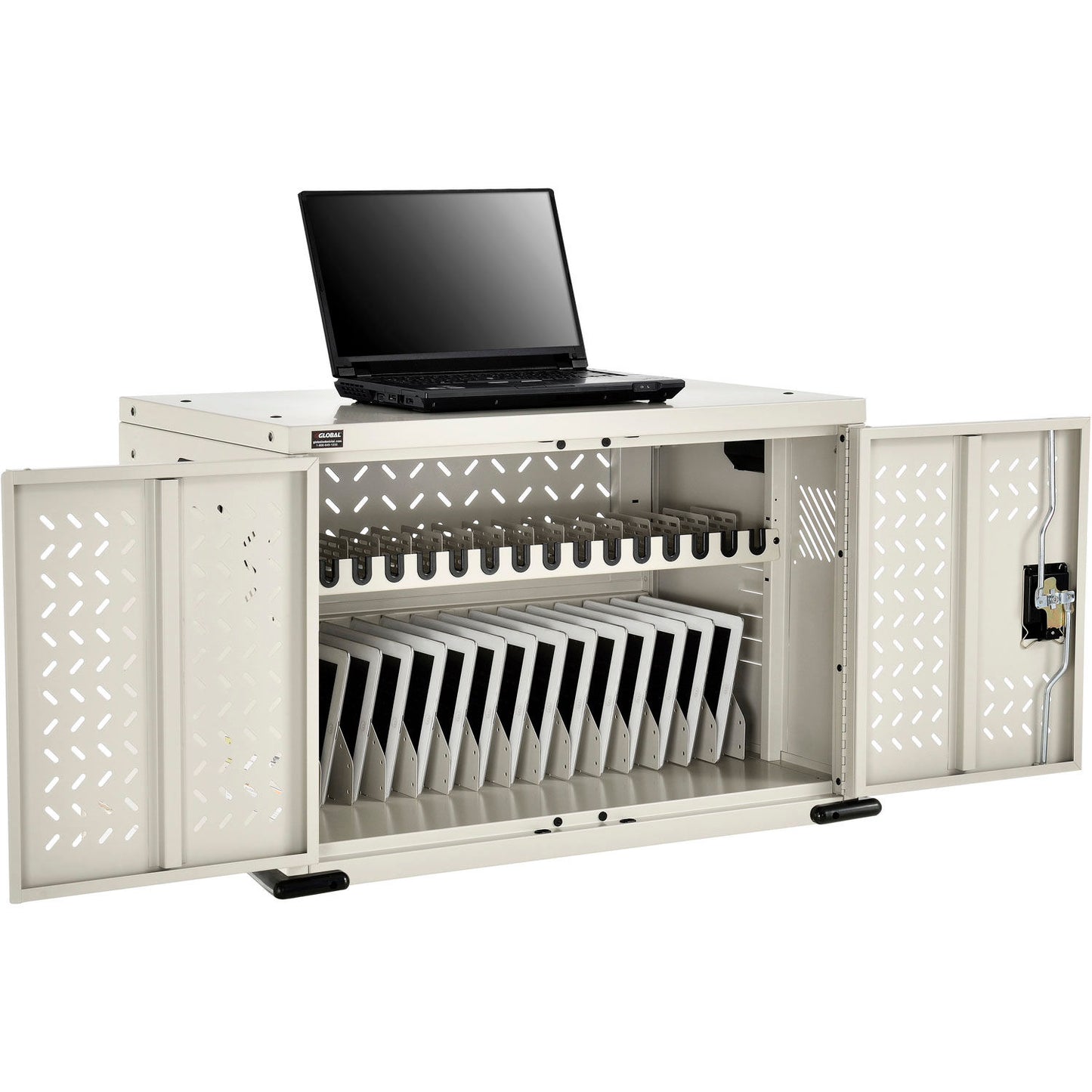 Global Industrial 16-Device Charging Cabinet for Chromebooks and Tablets, Putty, Unassembled (WB670051PY)