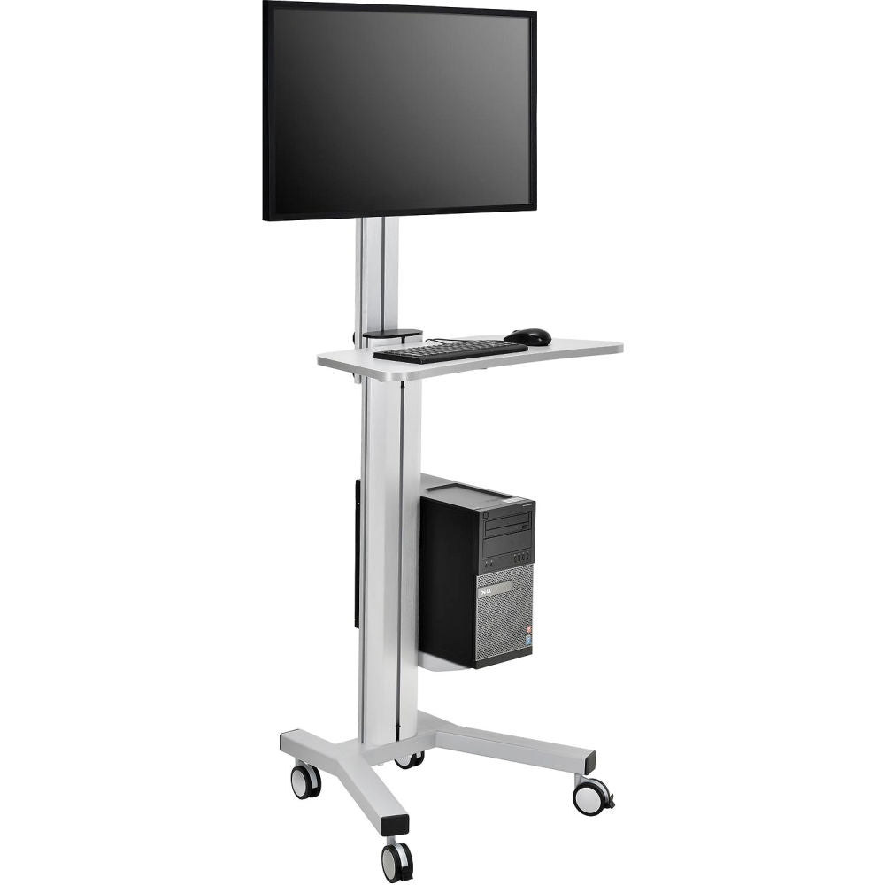 Global Industrial Mobile Height Adjustable Desktop Computer Workstation with 4-Outlet Power Strip (WB670062)