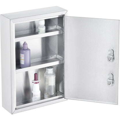 Global Industrial Stainless Steel Medical Cabinet W/Double Key Locks, 8"Wx2-5/8"Dx12-1/8"H (WB670149SS)