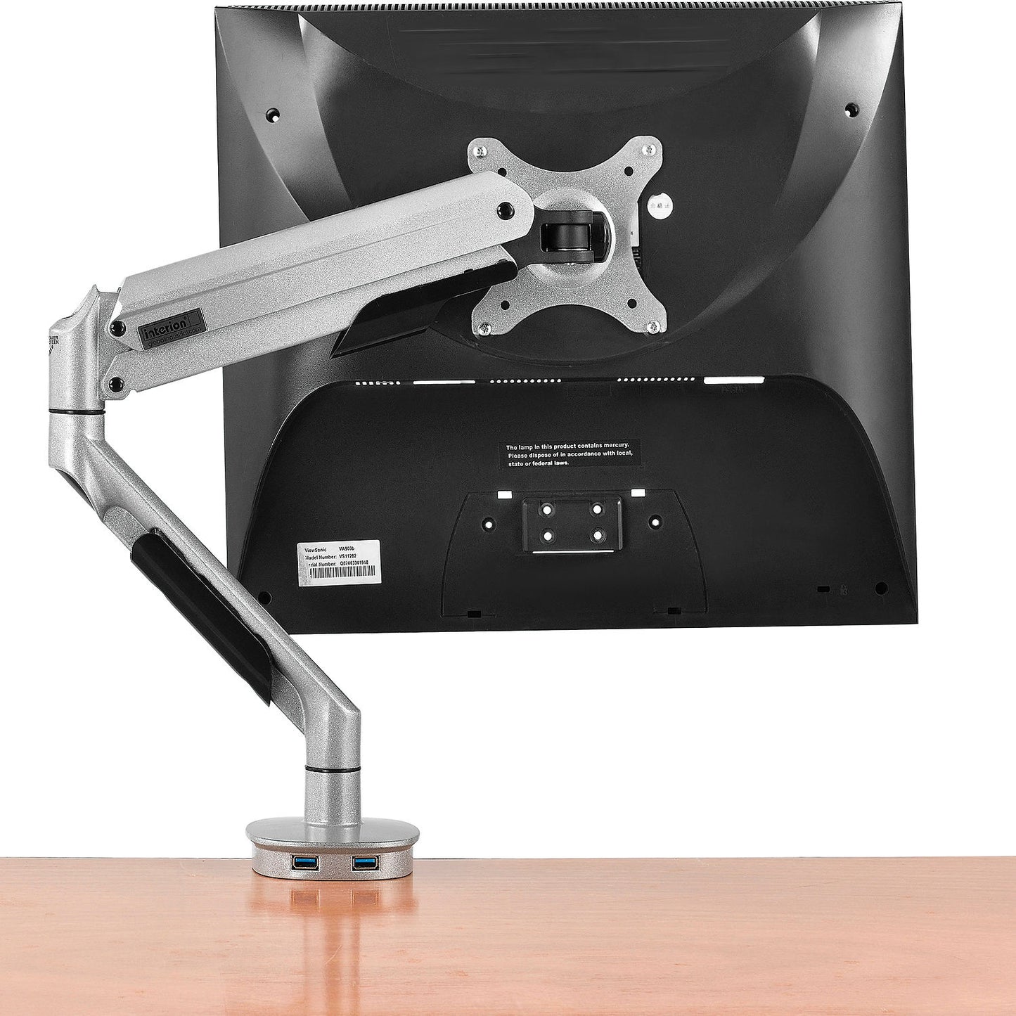 Interion Gas Spring Single Monitor Desk Mount (WB670192)
