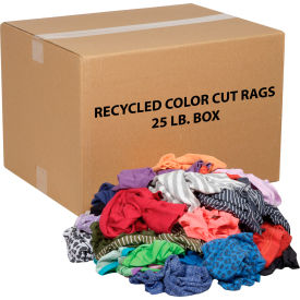 Global Industrial Recycled Mixed Color Cut Rags, 25 Lb. Box (WB670225)