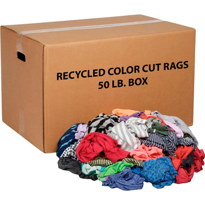 Global Industrial Recycled Mixed Color Cut Rags, 50 Lb. Box (WB670226)