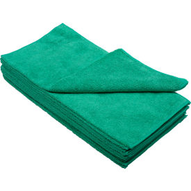 Global Industrial 300 GSM Microfiber Cleaning Cloths, 16" x 16", Green, 12 Cloths/Pack (WB670233)