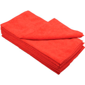 Global Industrial 300 GSM Microfiber Cleaning Cloths, 16" x 16", Red, 12 Cloths/Pack (WB670234)