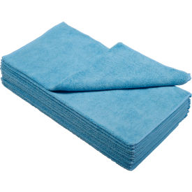 Global Industrial 300 GSM Microfiber Cleaning Cloths, 16" x 16", Blue, 12 Cloths/Pack (WB670235)
