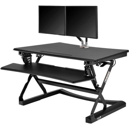 Interion Ergonomic Sit-Stand Desk Converter & Dual Monitor Mount Kit - Full Width Keyboard (WB670297)