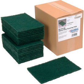Global Industrial Heavy Duty Scouring Pads, Green, 6" x 9" - Case of 15 Pads (WB670327)